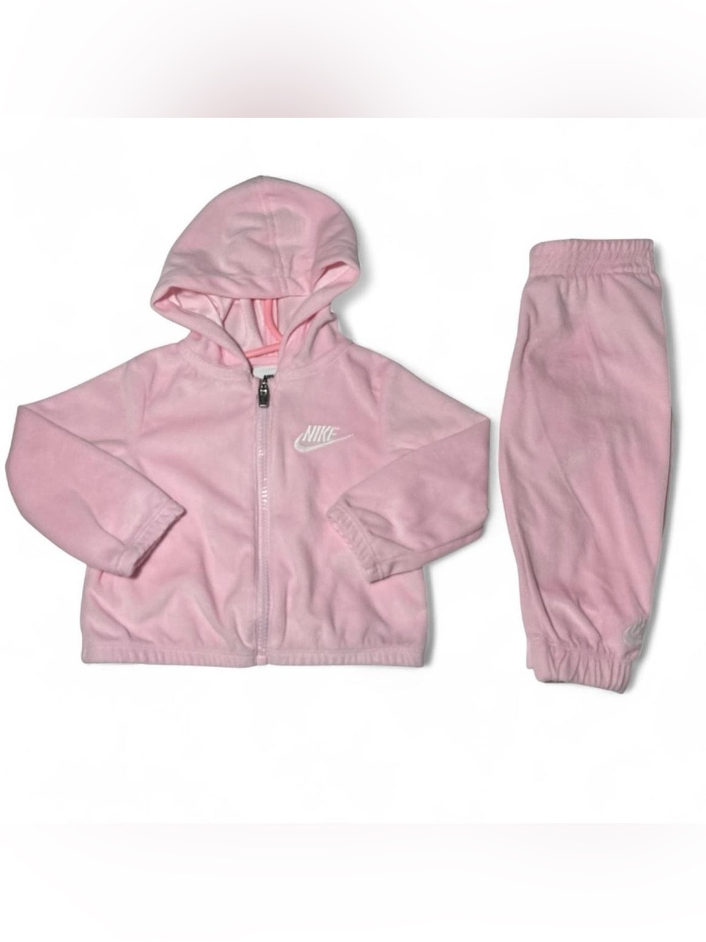 NIKE x  Infant 12 Months | Baby Pink Velour Zipper Hoodie/Jogger Set | EUC